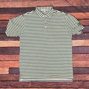 Peter Miller Polo Golf Golfer Green Striped Tennis Preppy Shirt